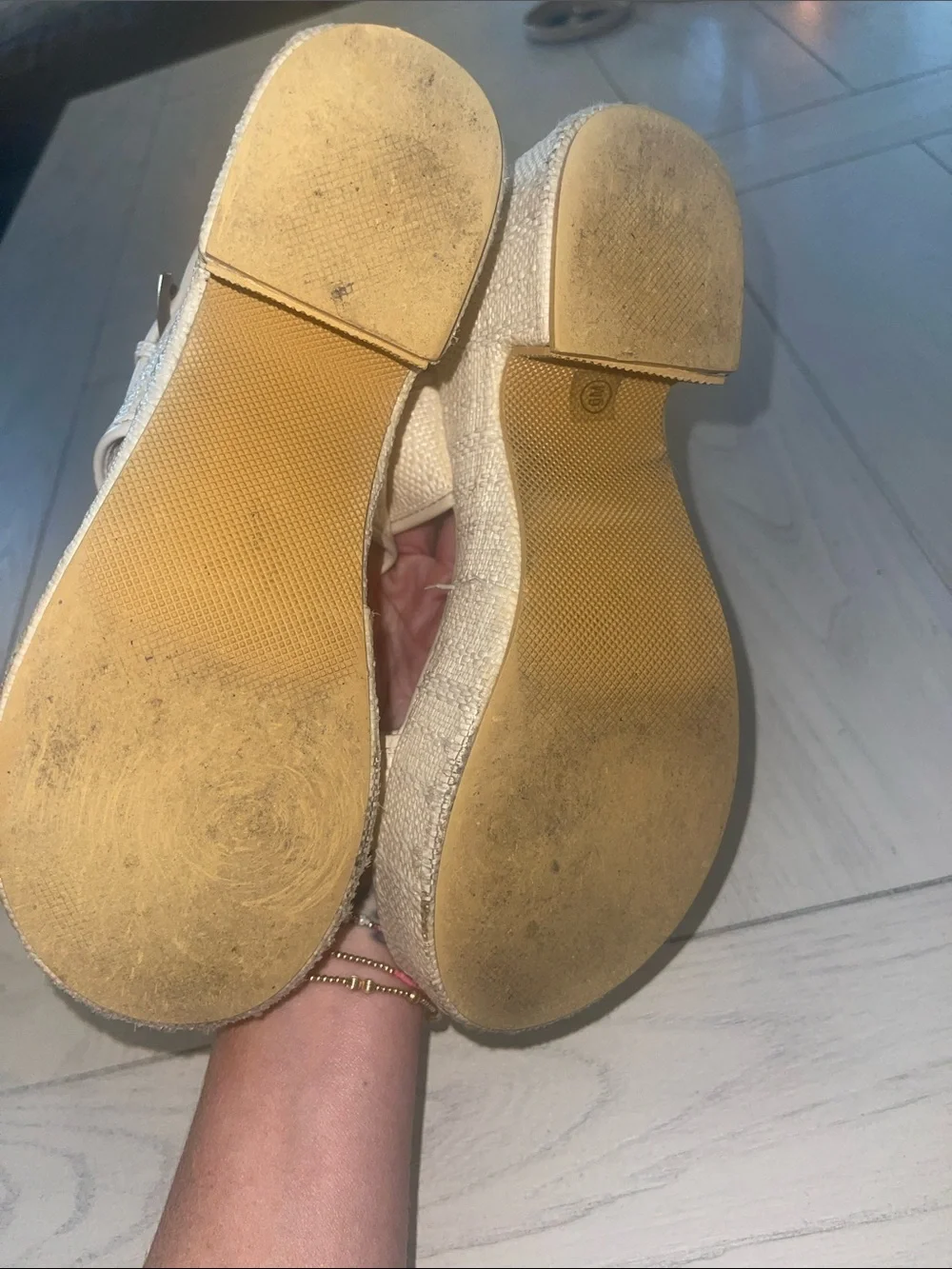 Matisse Cream Woven Platform Sandals with Gold Buckle